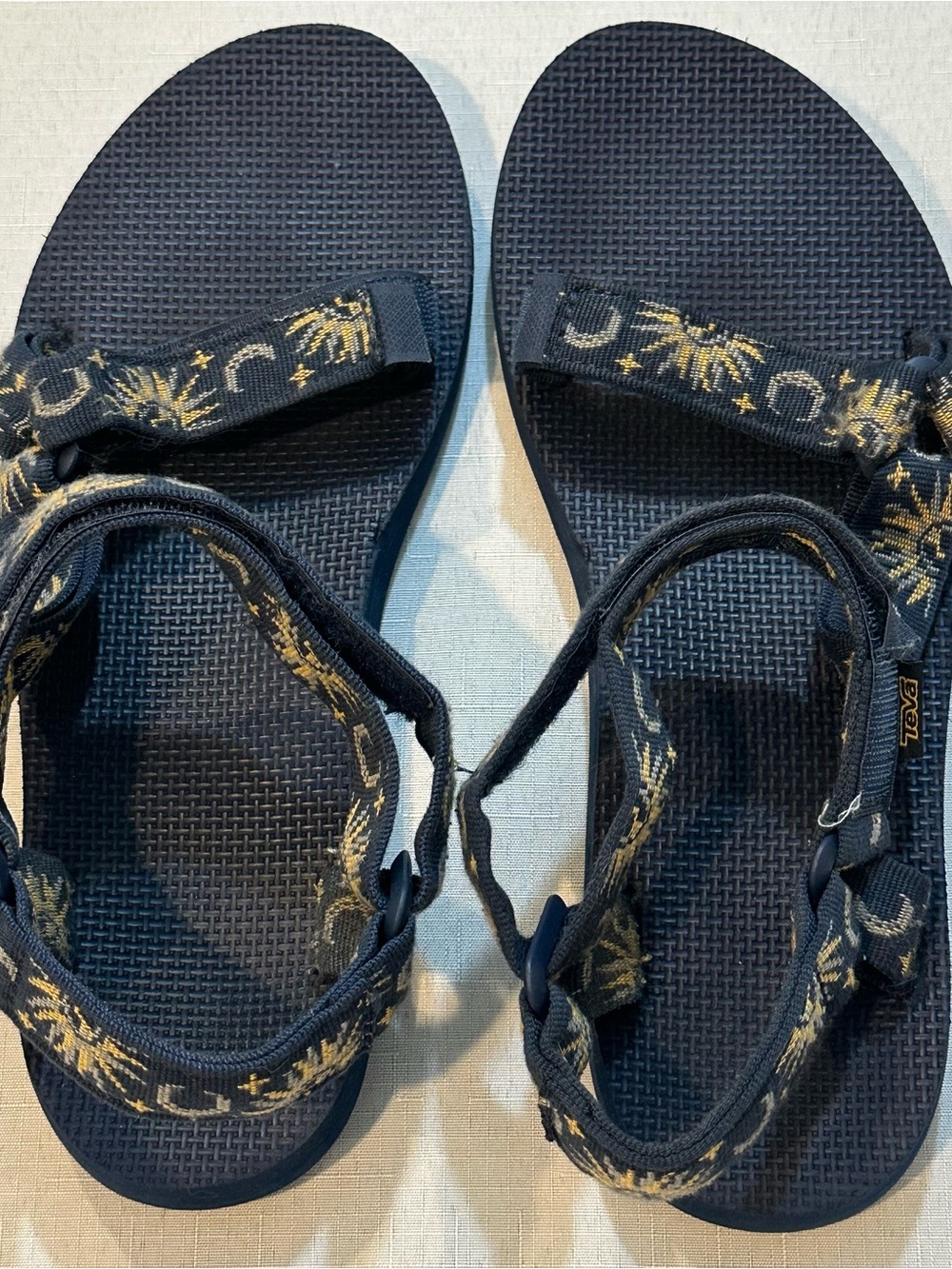 Teva Original Universal Sandals Celestial Sun Moon Print Black Women’s Size 10